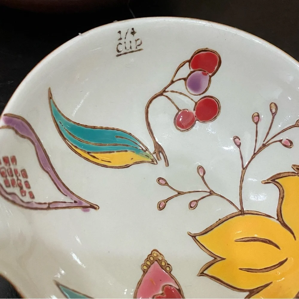 Beautiful Ceramic Nesting Measuring Cups Bowl Fruits & Flowers Design